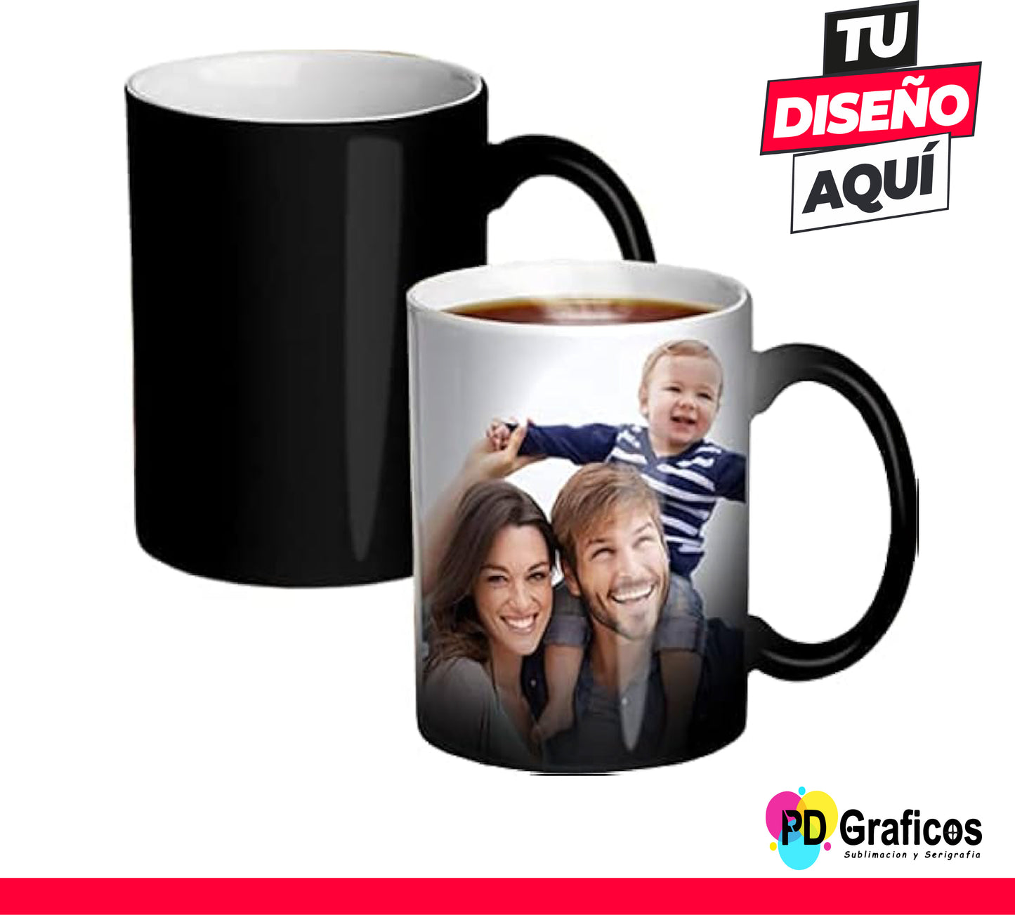 Taza Mágica Personalizada – Color Negro