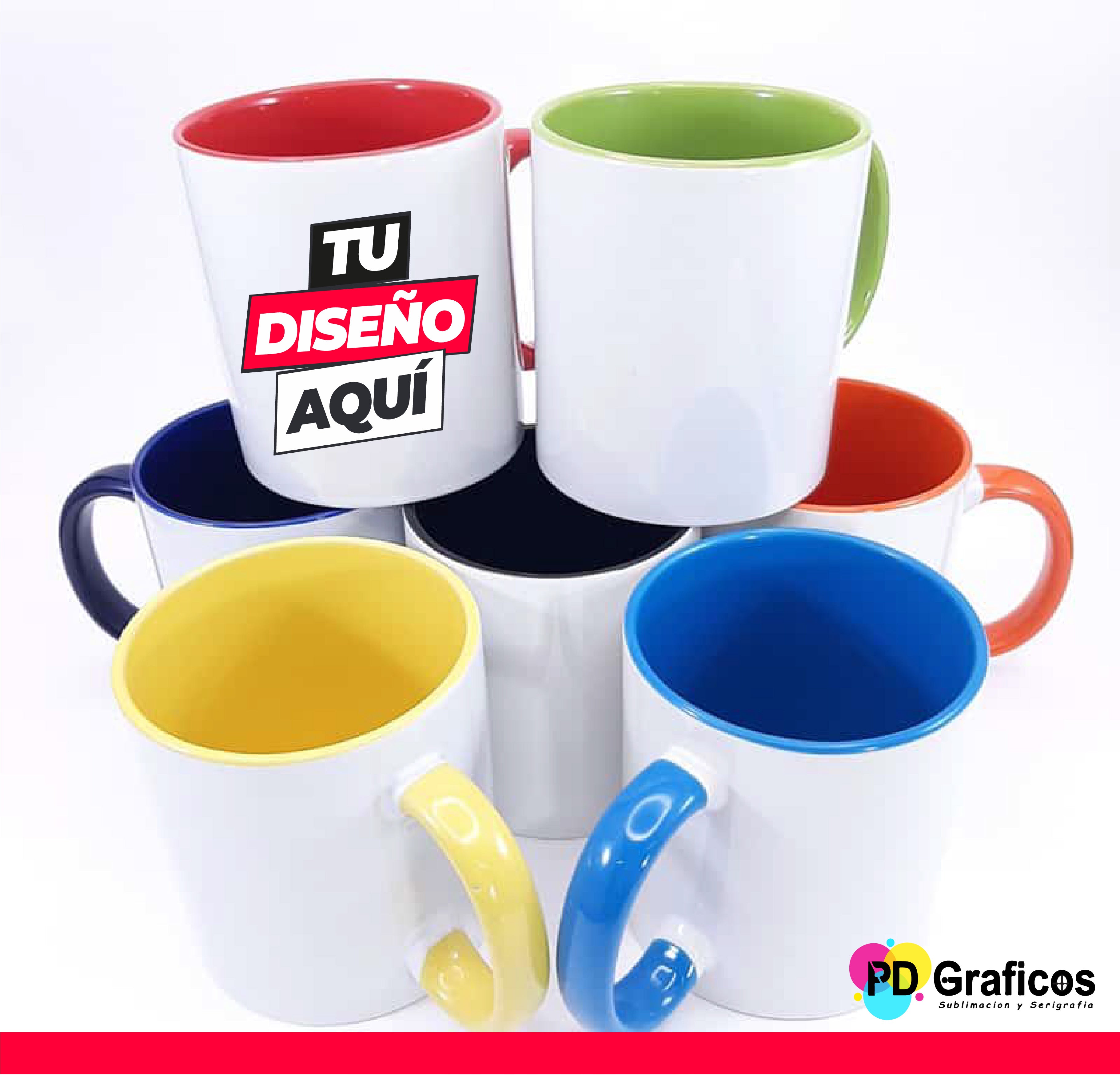Taza Personalizada con Borde de Colores