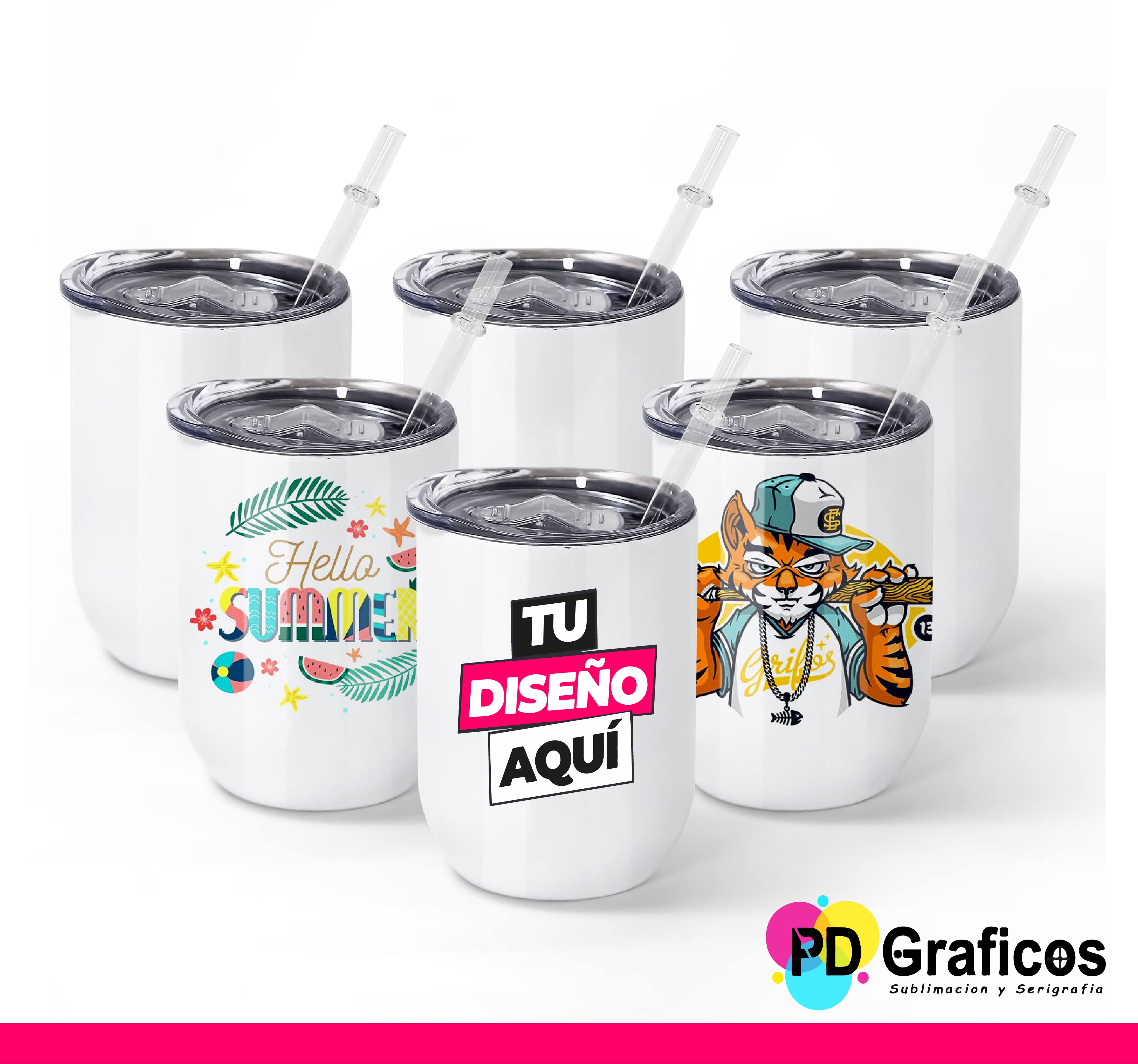 Vaso Blanco y Plateado Acero Inoxidable Doble Capa 12onz