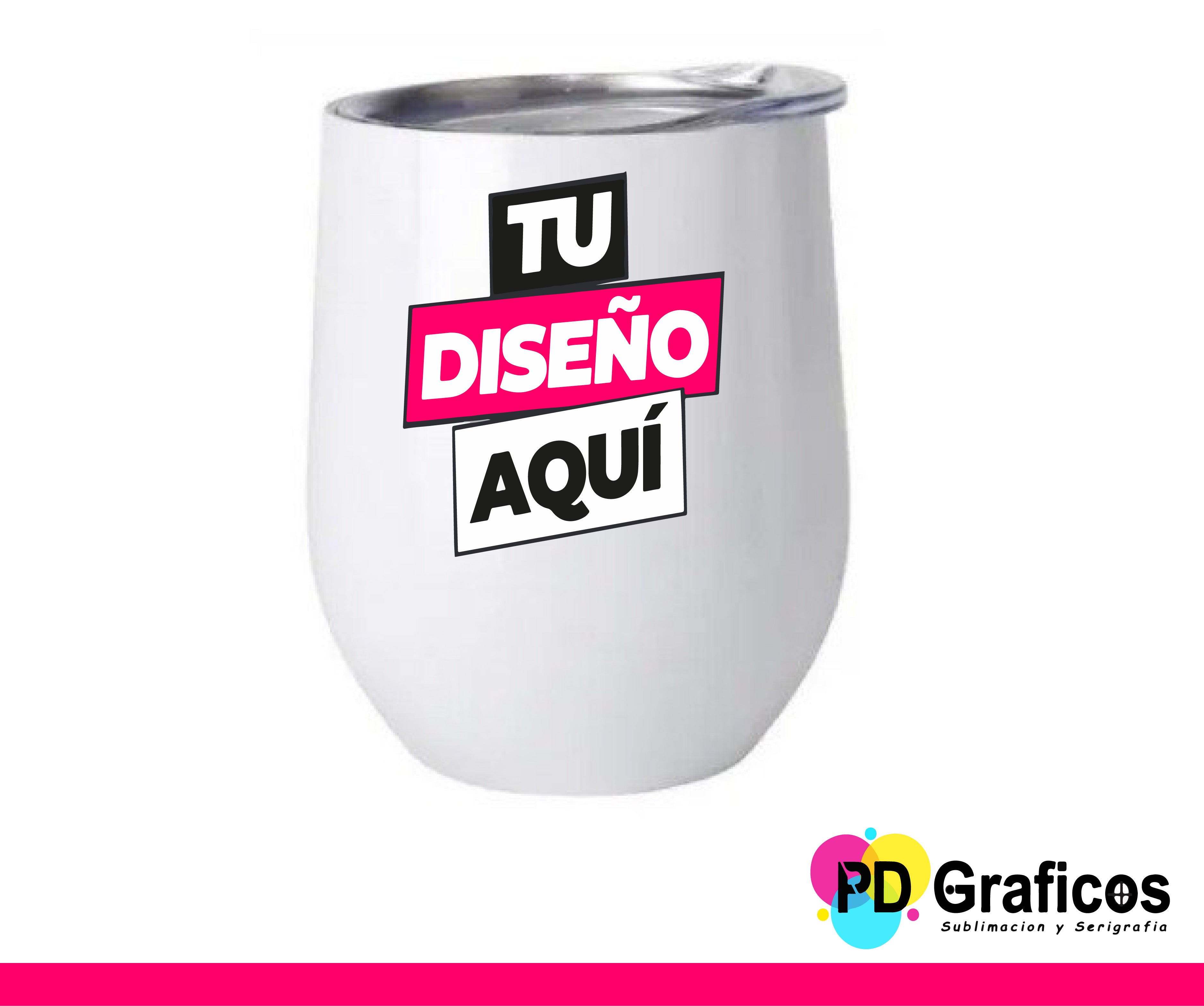 Vaso Blanco y Plateado Acero Inoxidable Doble Capa 12onz